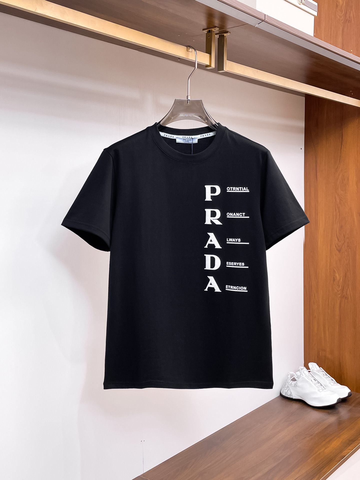 Prada Couple Basic Clothing Cotton Black Couple Style S-m-l-xl