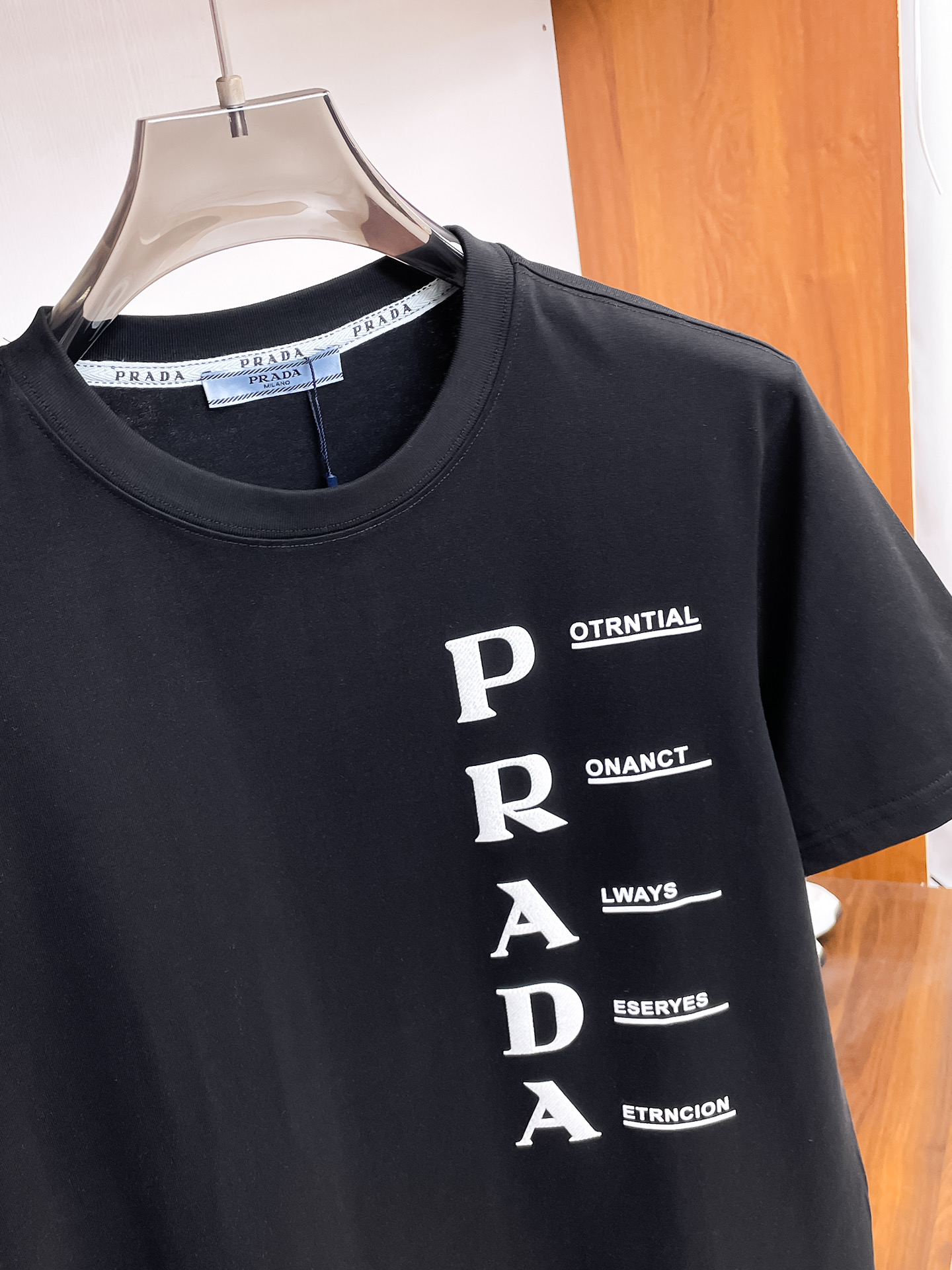 Prada Couple Basic Clothing Cotton Black Couple Style S-m-l-xl