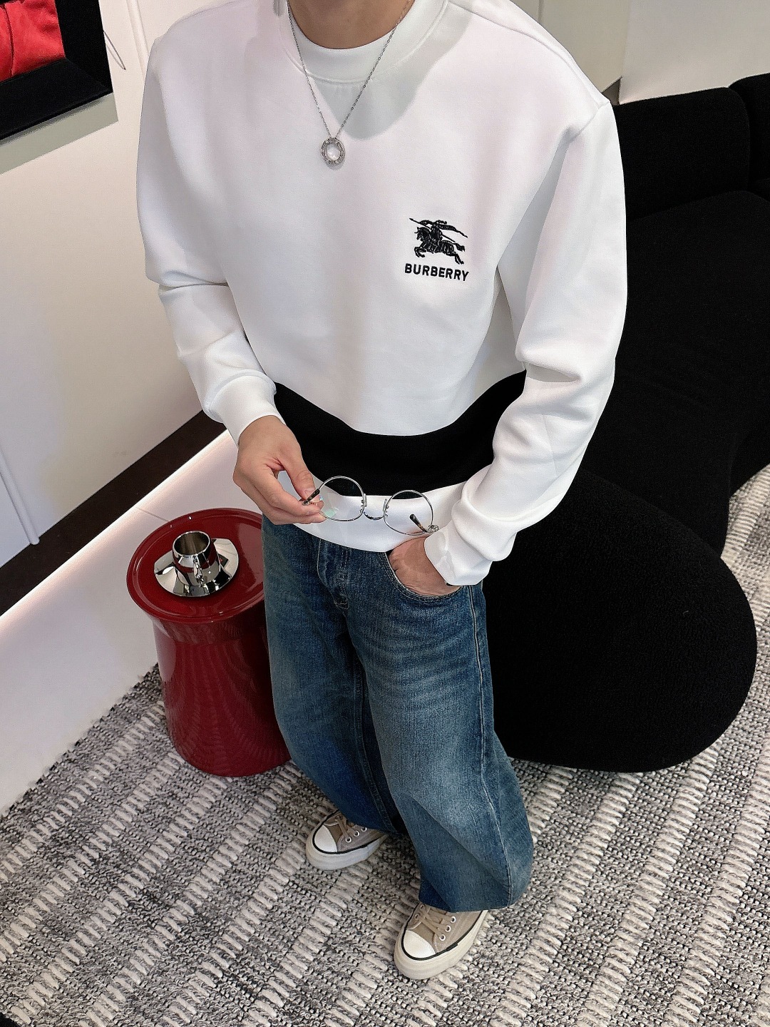 Burberry Hoodie Cotton Black S-m-l-xl