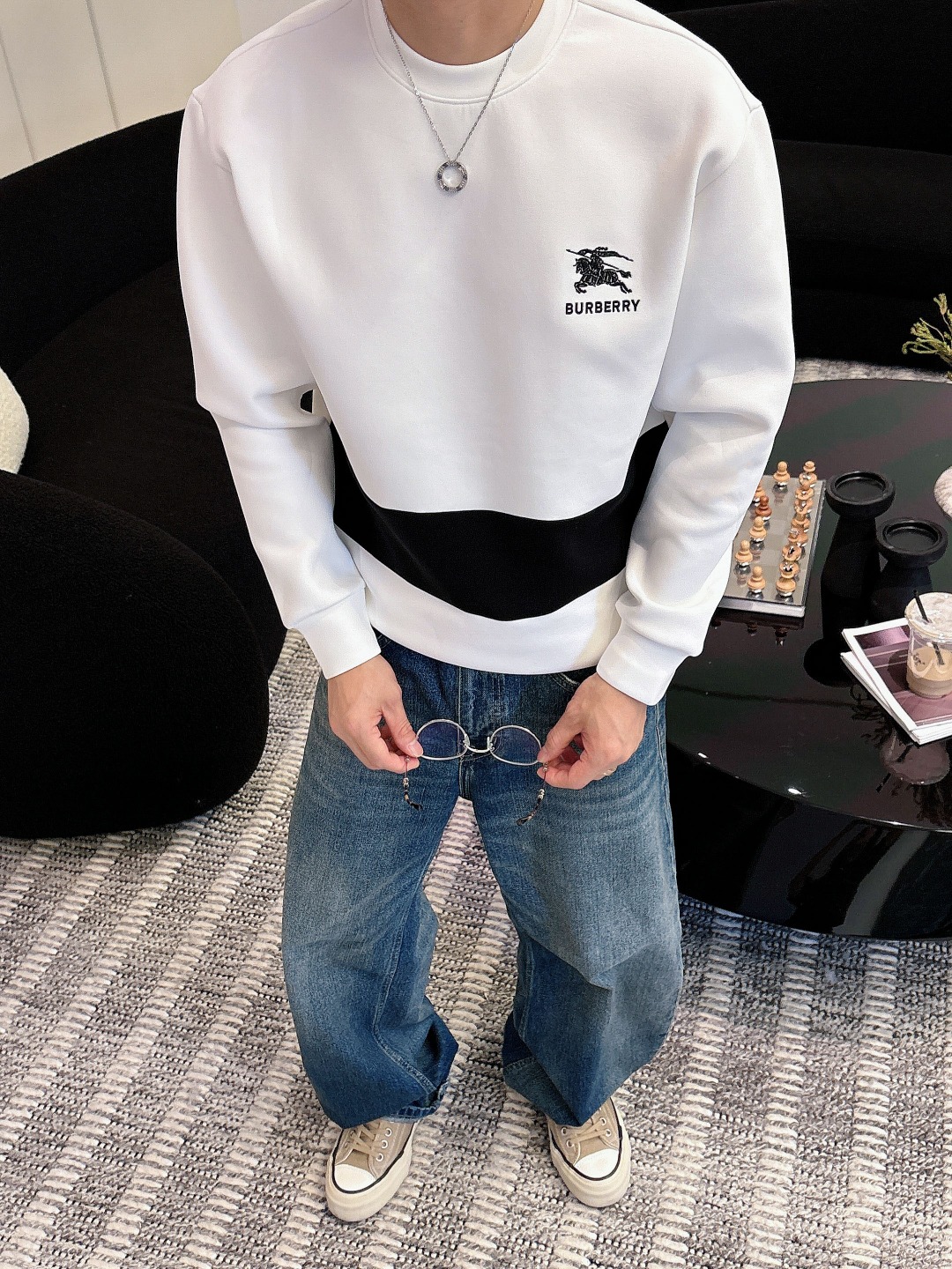 Burberry Hoodie Cotton Black S-m-l-xl