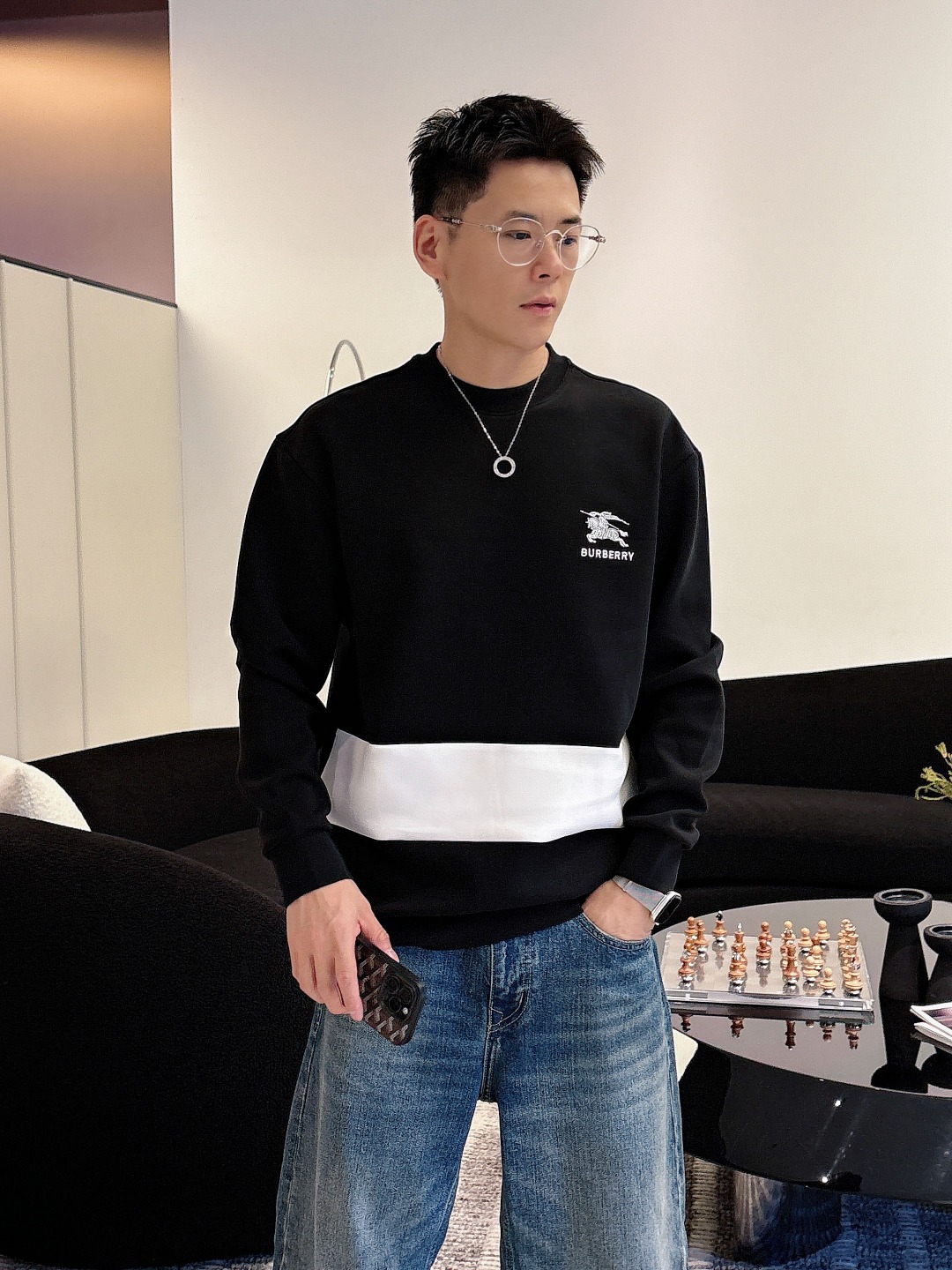 Burberry Hoodie Cotton Black S-m-l-xl