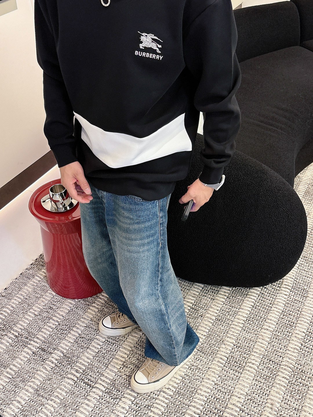 Burberry Hoodie Cotton Black S-m-l-xl