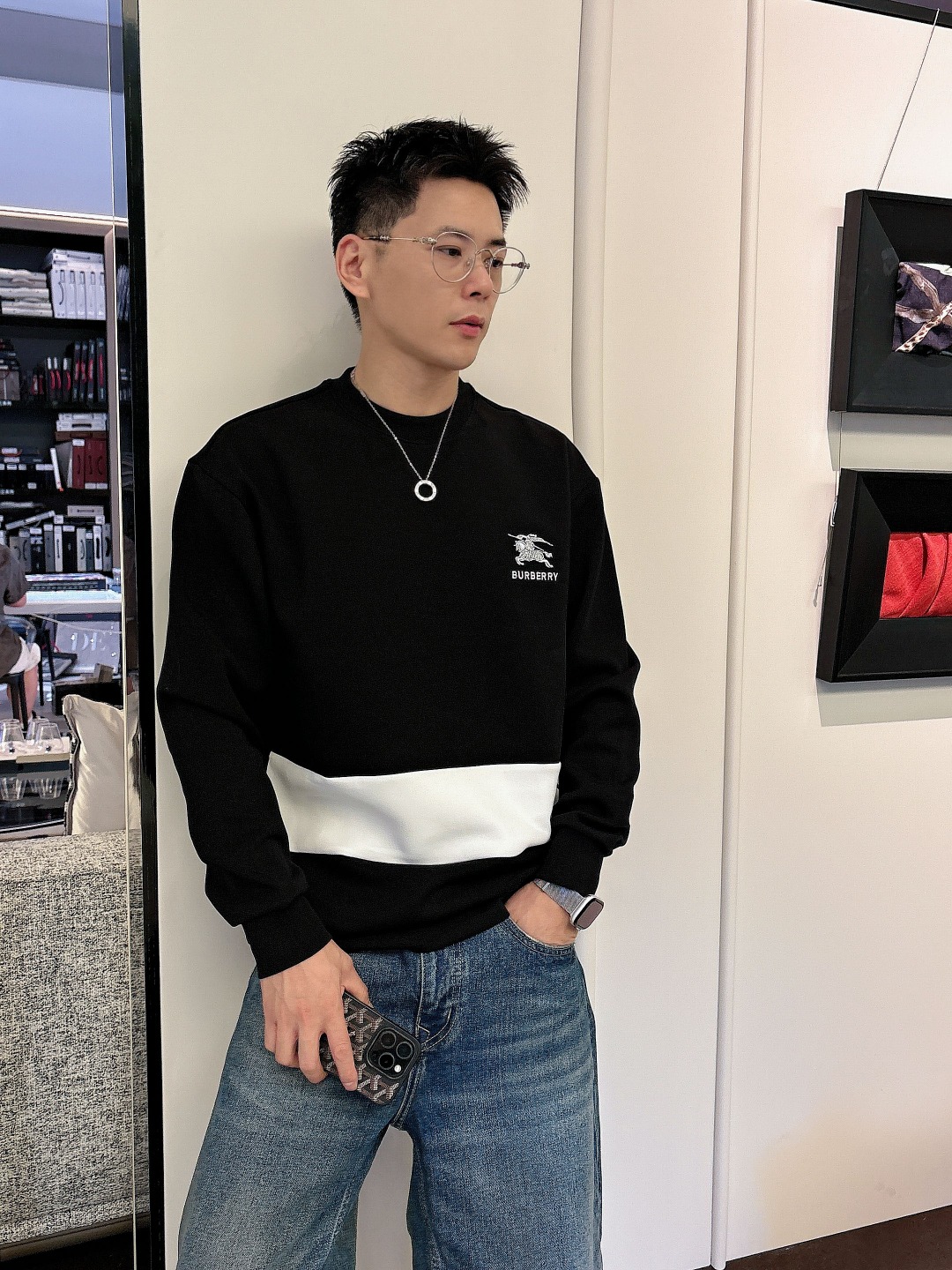 Burberry Hoodie Cotton Black S-m-l-xl