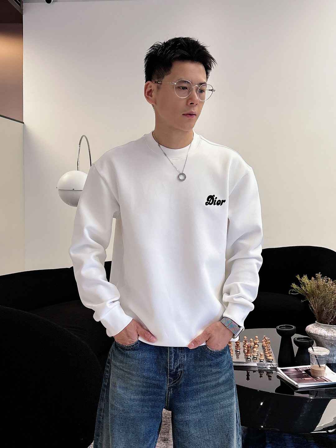 Dior Male Hoodie Cotton Black Printed S-m-l-xl