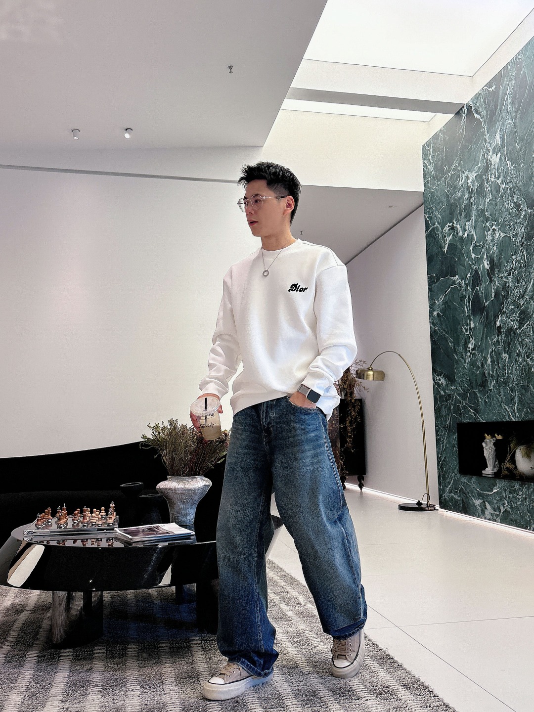 Dior Male Hoodie Cotton Black Printed S-m-l-xl