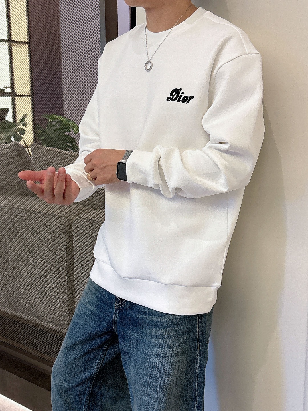 Dior Male Hoodie Cotton Black Printed S-m-l-xl