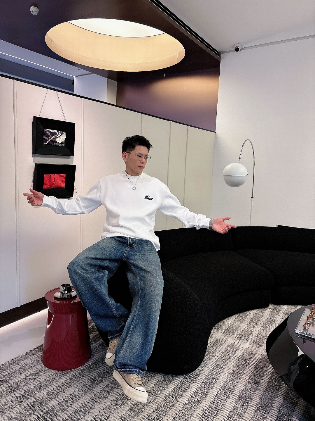 Dior Male Hoodie Cotton Black Printed S-m-l-xl