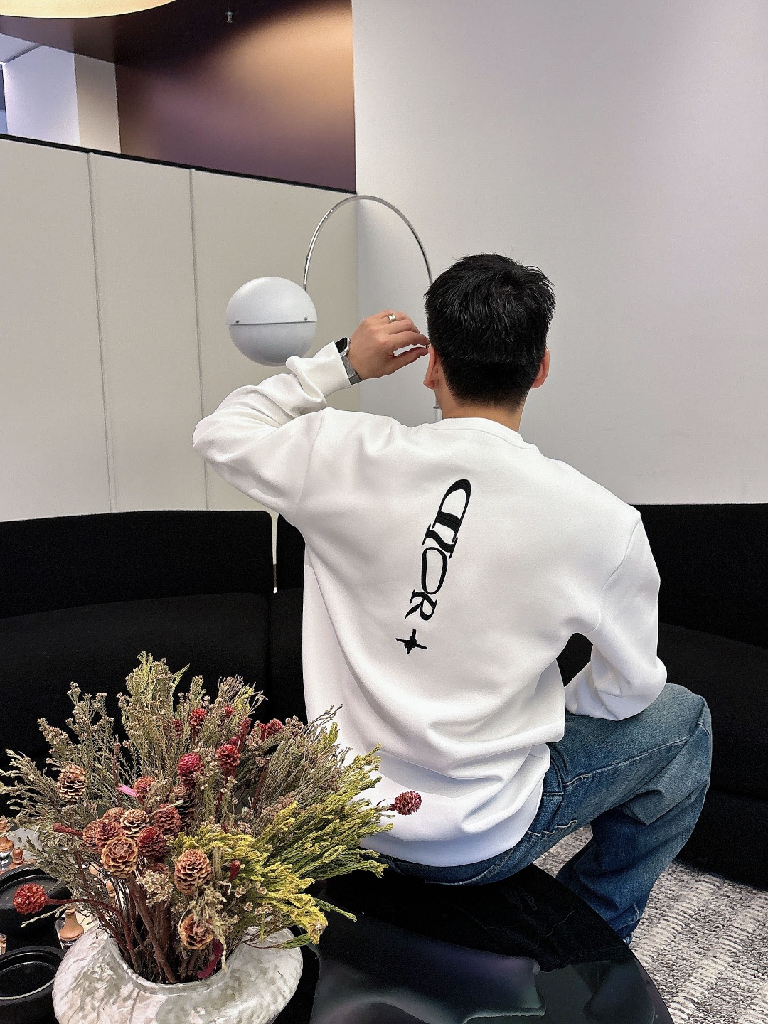 Dior Male Hoodie Cotton Black Printed S-m-l-xl