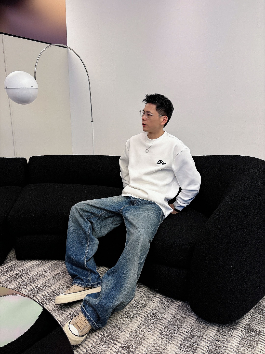 Dior Male Hoodie Cotton Black Printed S-m-l-xl