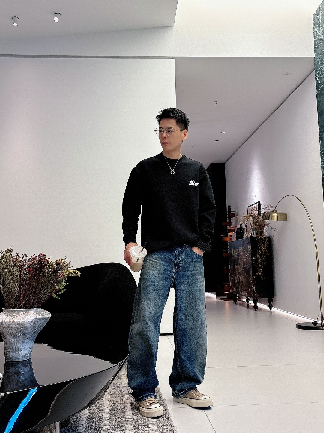 Dior Male Hoodie Cotton Black Printed S-m-l-xl