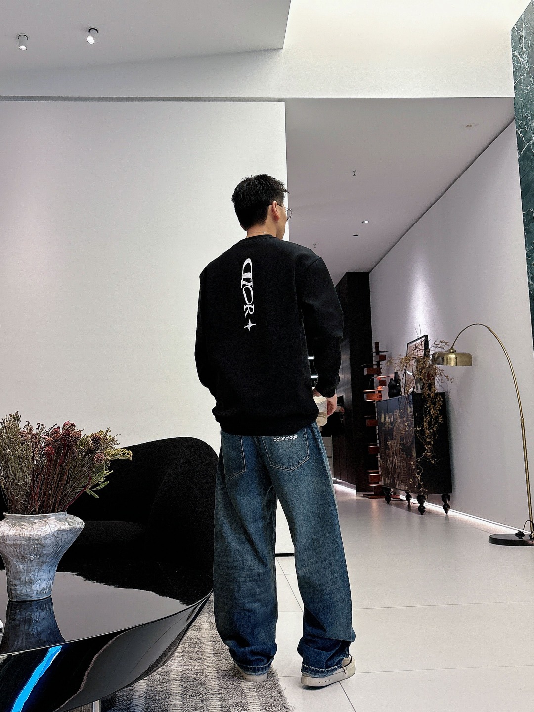 Dior Male Hoodie Cotton Black Printed S-m-l-xl