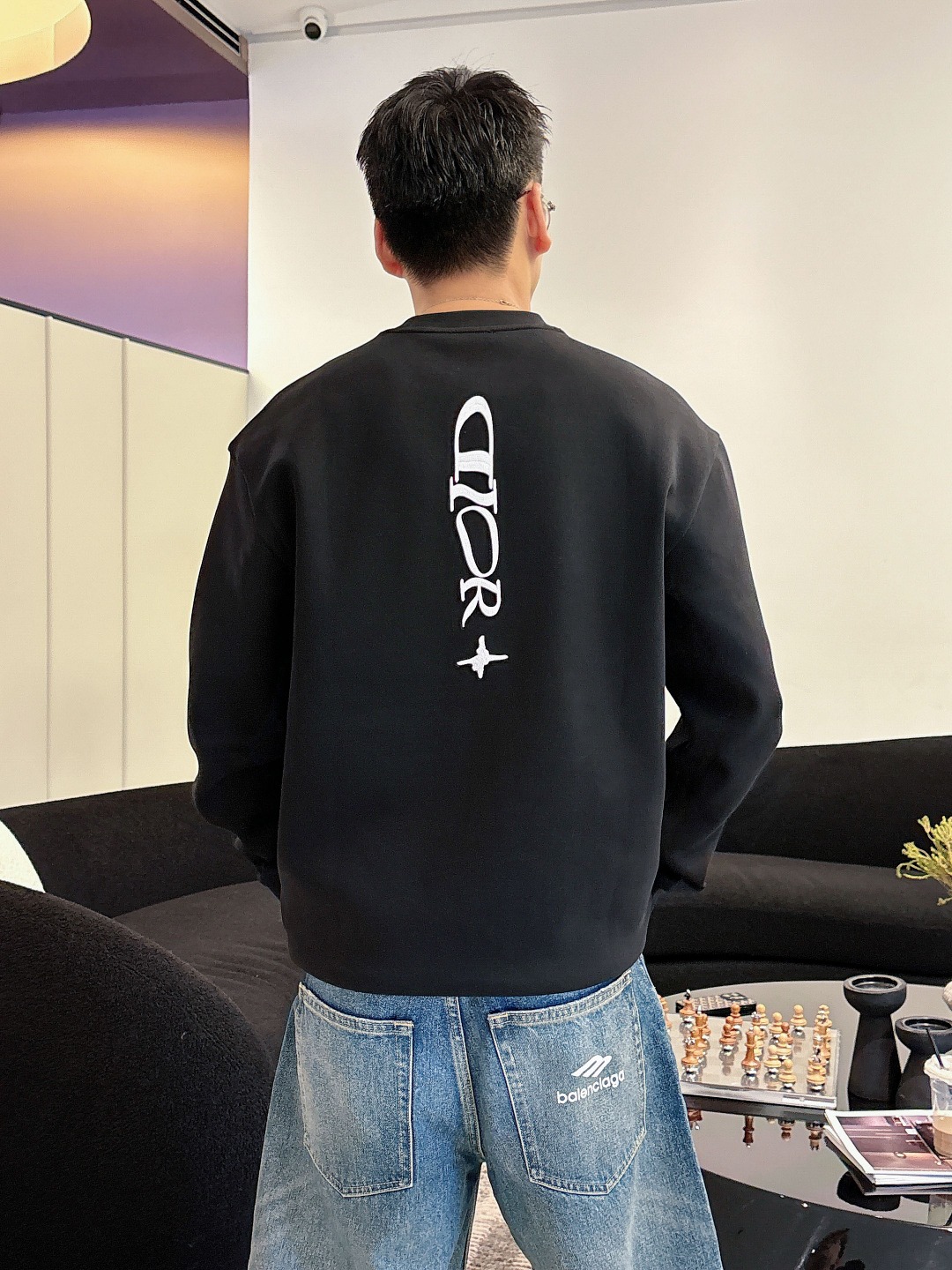 Dior Male Hoodie Cotton Black Printed S-m-l-xl