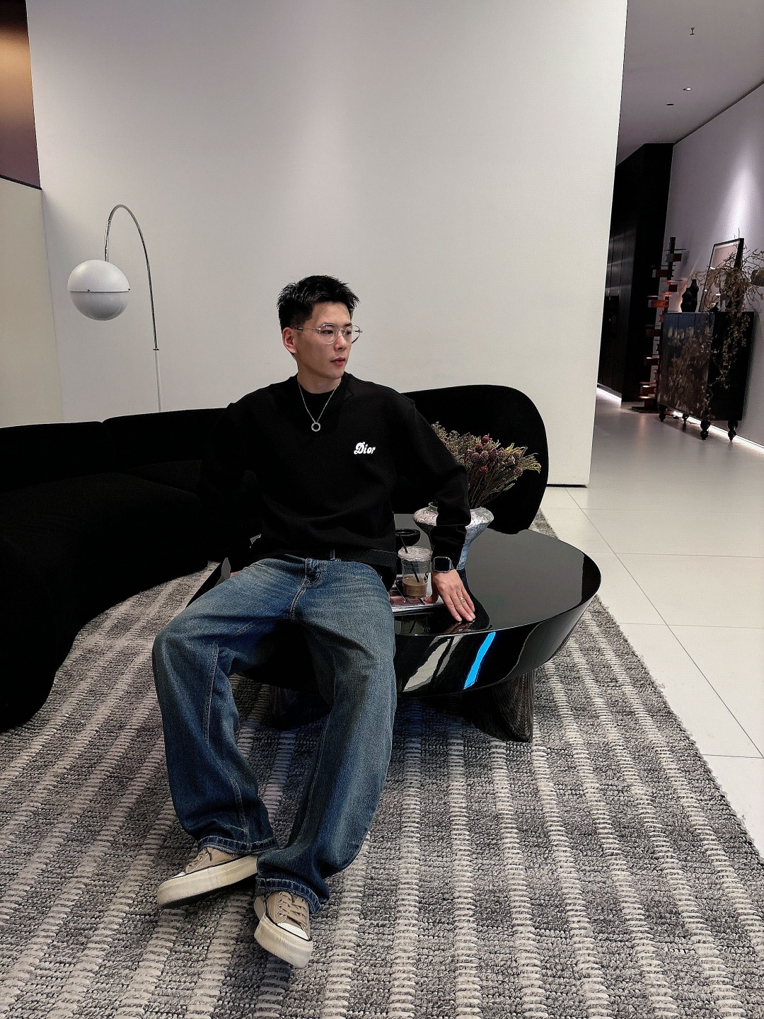 Dior Male Hoodie Cotton Black Printed S-m-l-xl