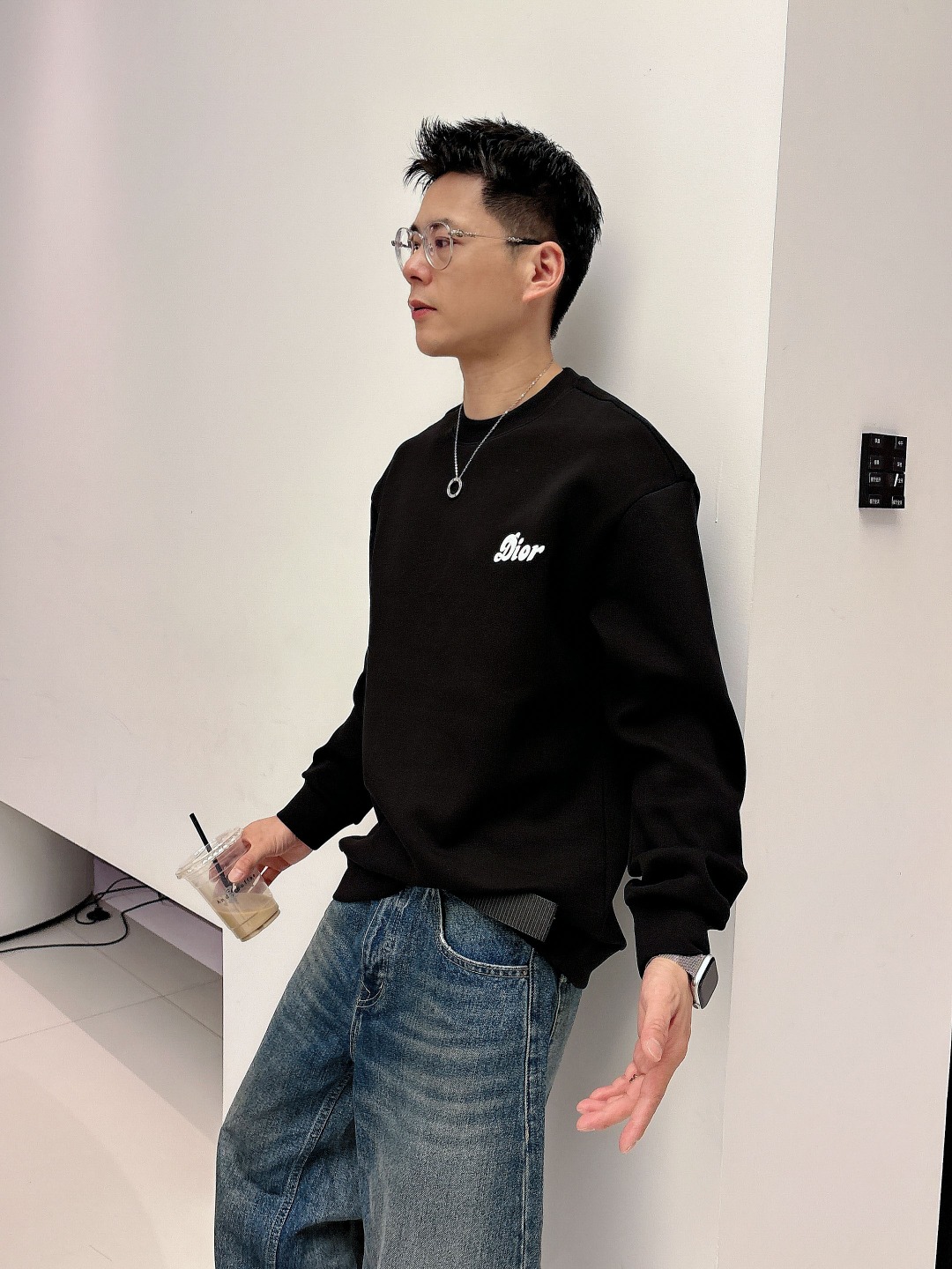 Dior Male Hoodie Cotton Black Printed S-m-l-xl