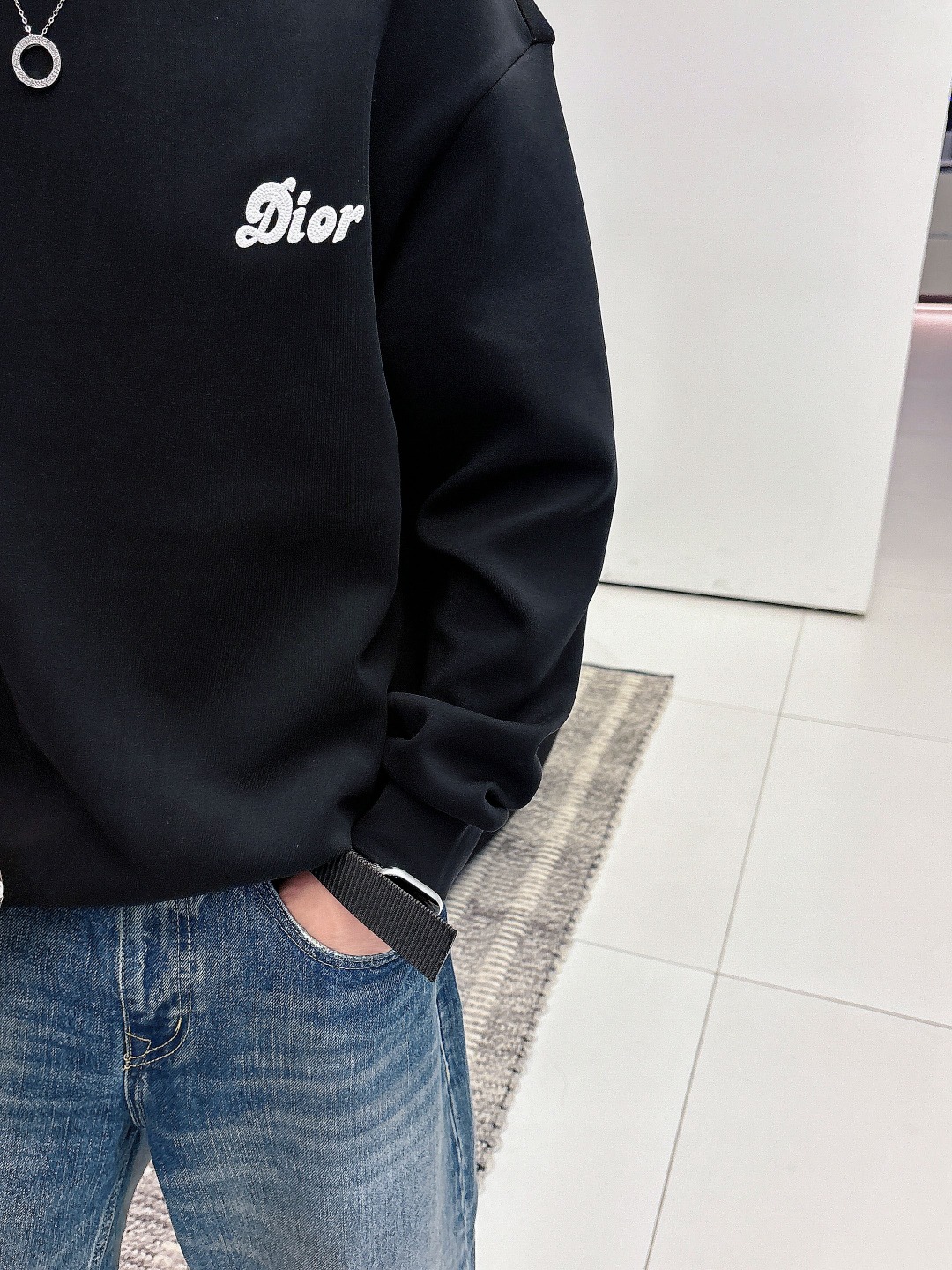 Dior Male Hoodie Cotton Black Printed S-m-l-xl