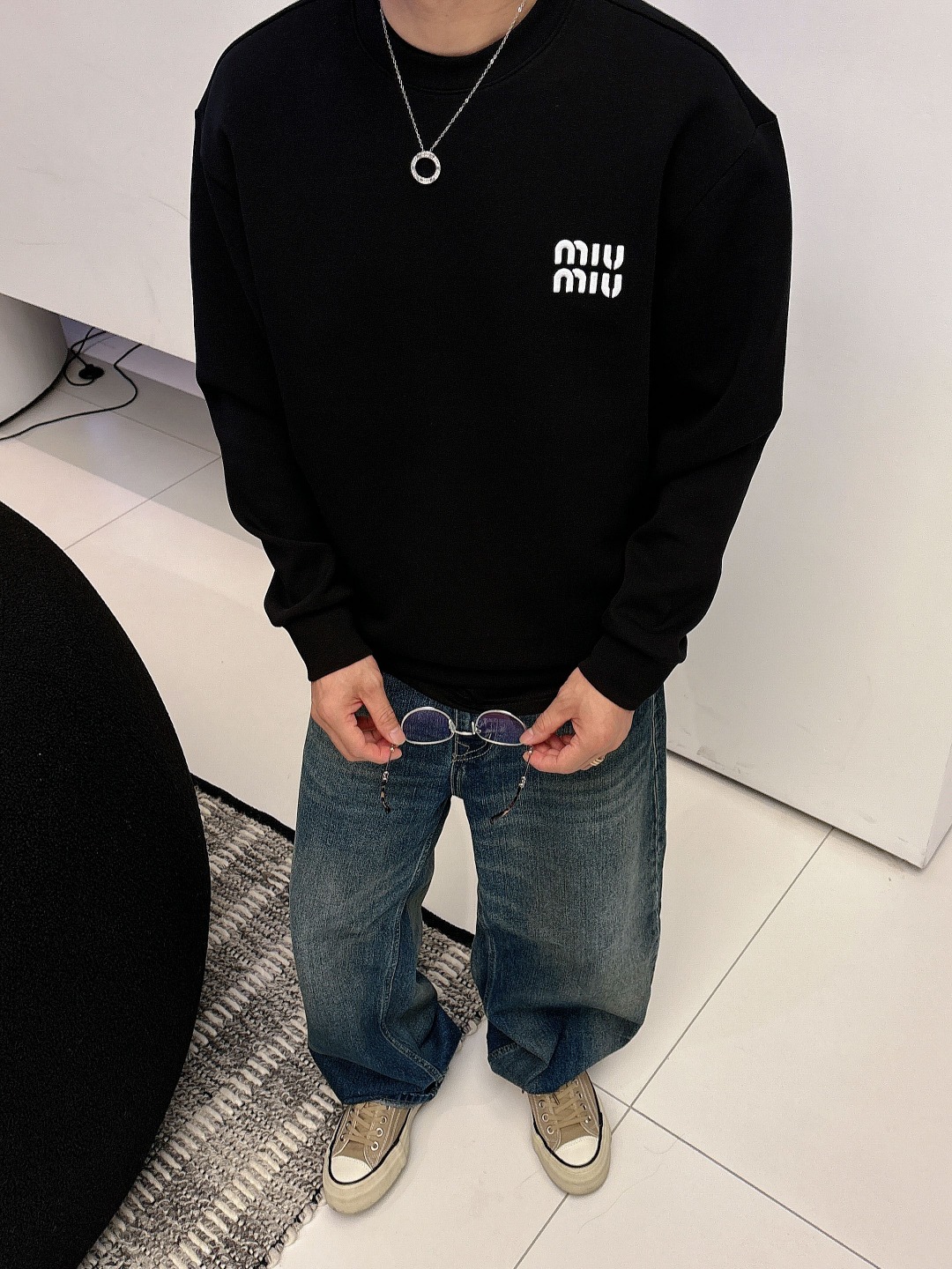 Dior Male Hoodie Cotton Black Printed S-m-l-xl