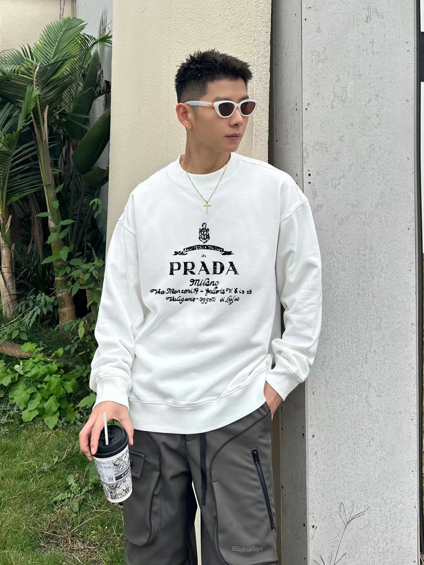 Prada Hoodie Cotton Printed M-l-xl