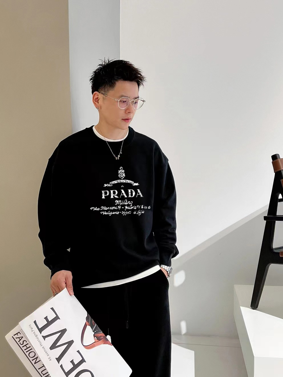 Prada Hoodie Cotton Printed M-l-xl