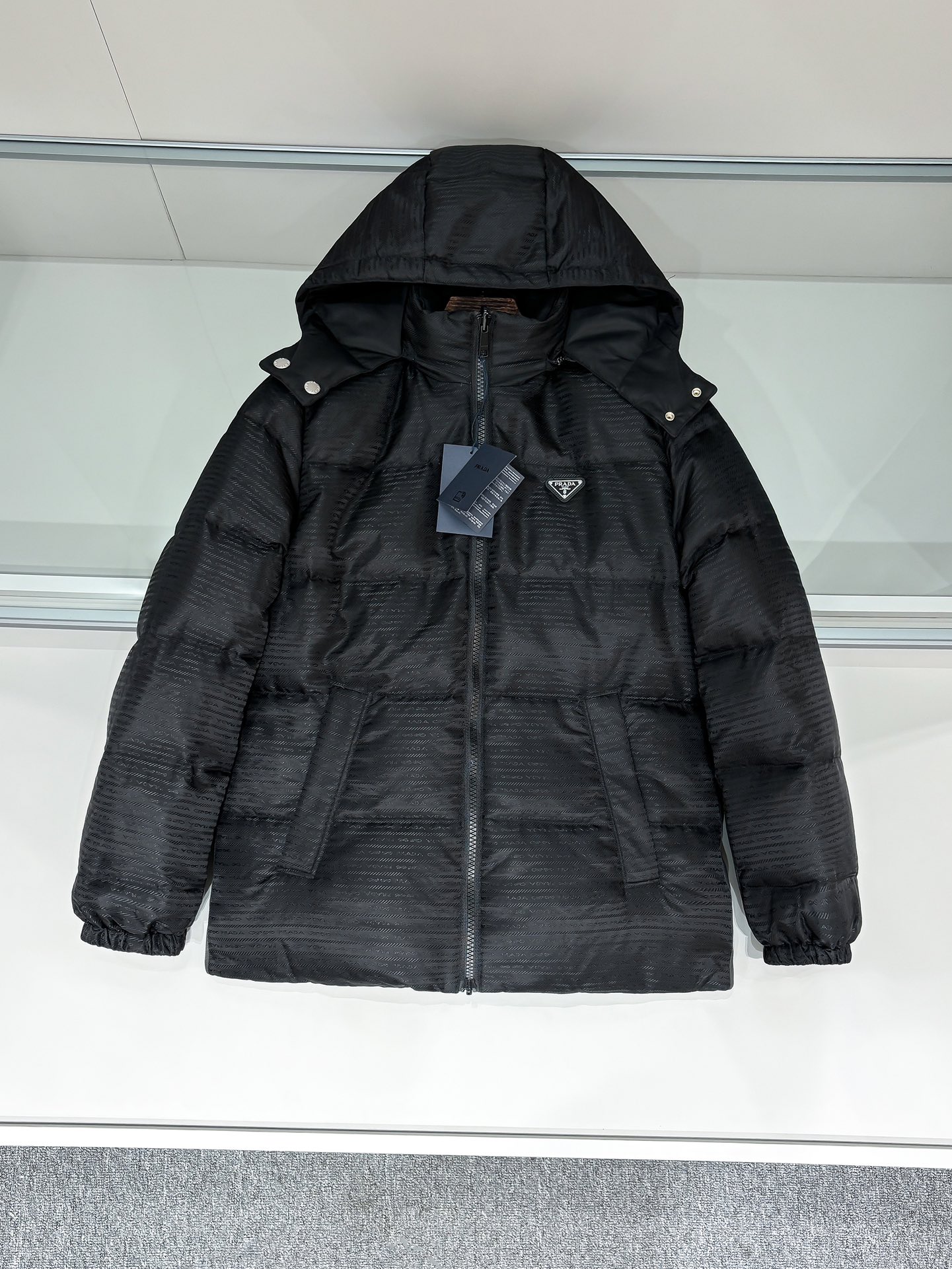 Prada Male Down Jacket Goose Down Black Loose Fit S-m-l-xl