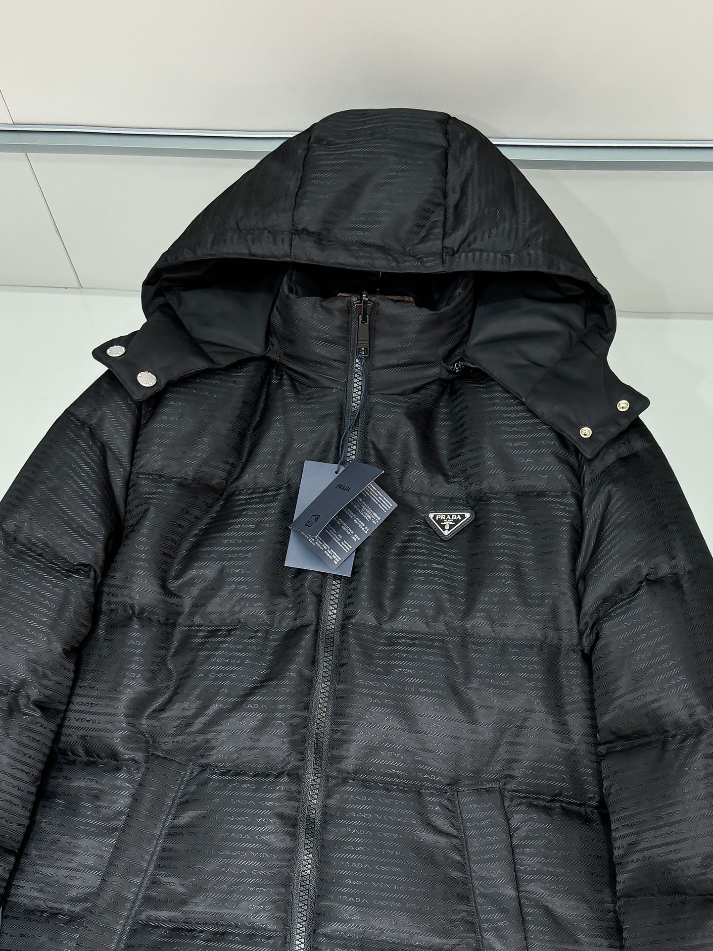 Prada Male Down Jacket Goose Down Black Loose Fit S-m-l-xl