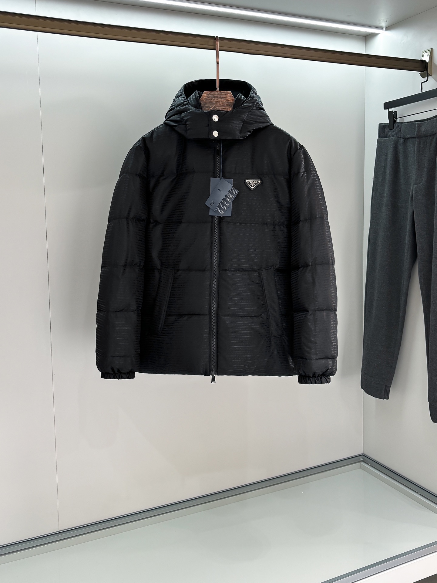 Prada Male Down Jacket Goose Down Black Loose Fit S-m-l-xl