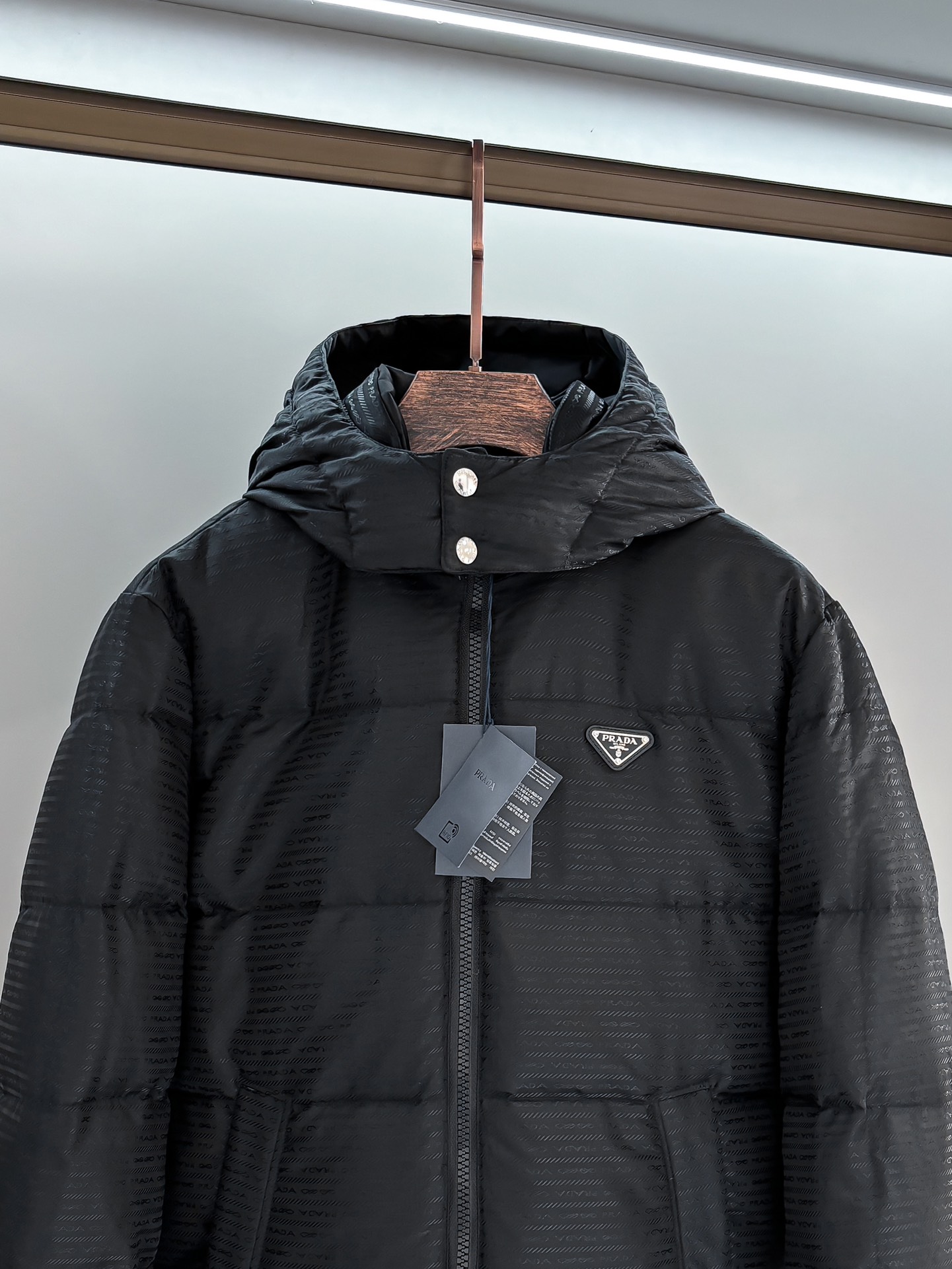 Prada Male Down Jacket Goose Down Black Loose Fit S-m-l-xl