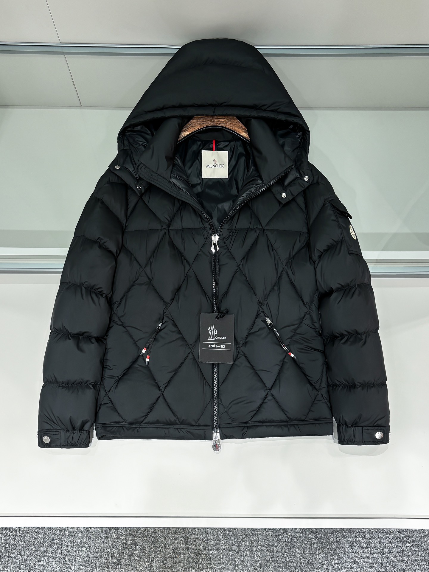 Moncler Down Vest Goose Down Black Hooded M