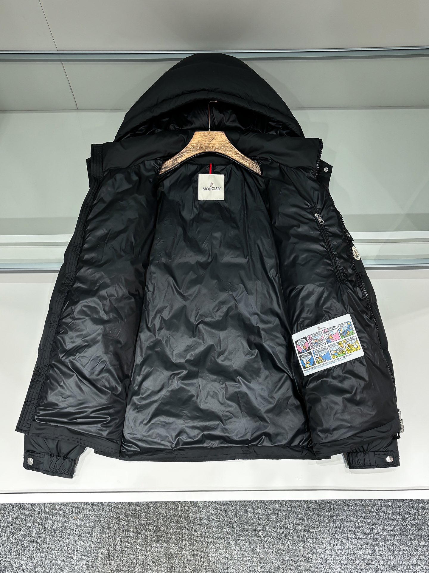 Moncler Down Vest Goose Down Black Hooded M