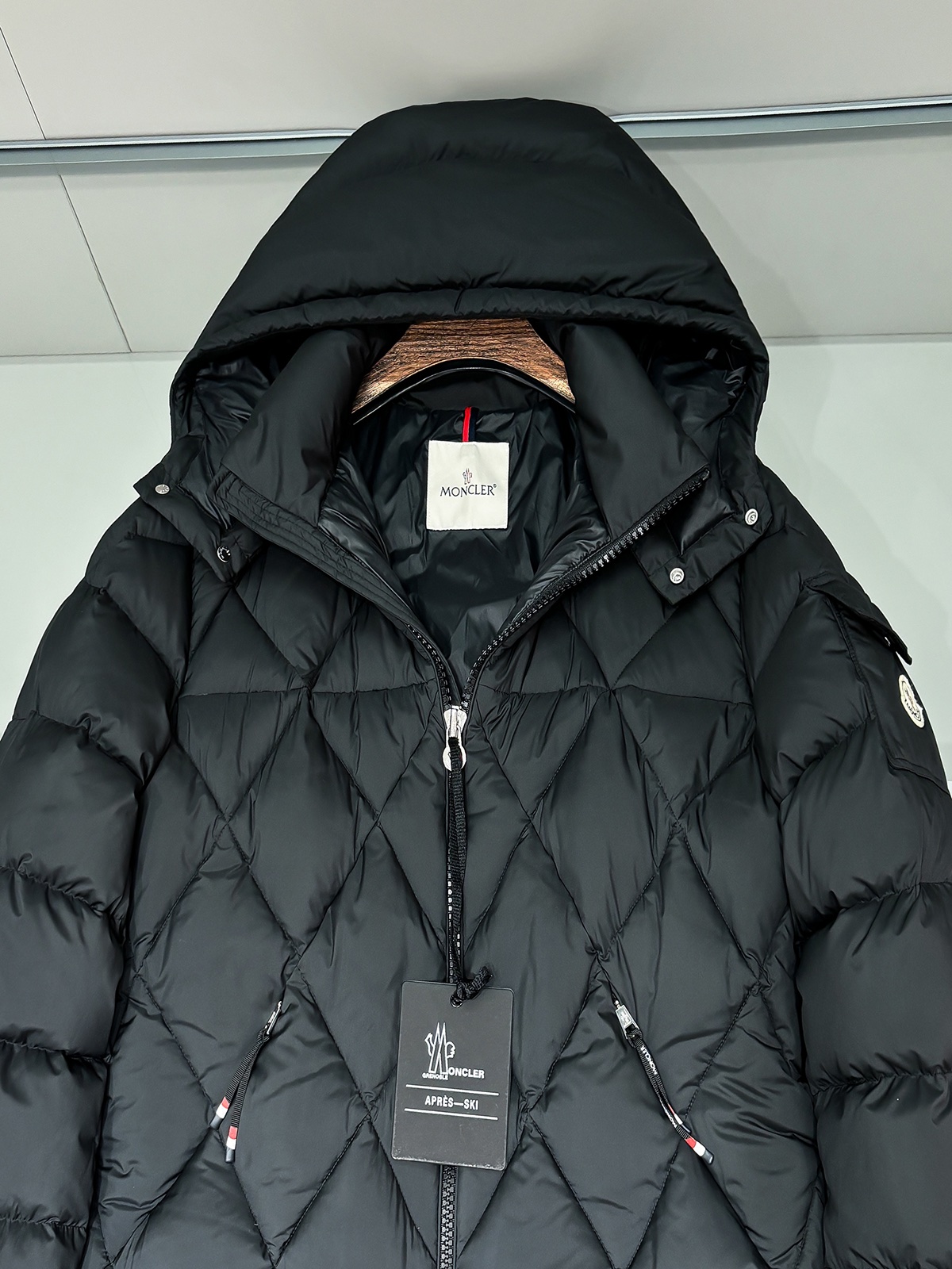 Moncler Down Vest Goose Down Black Hooded M