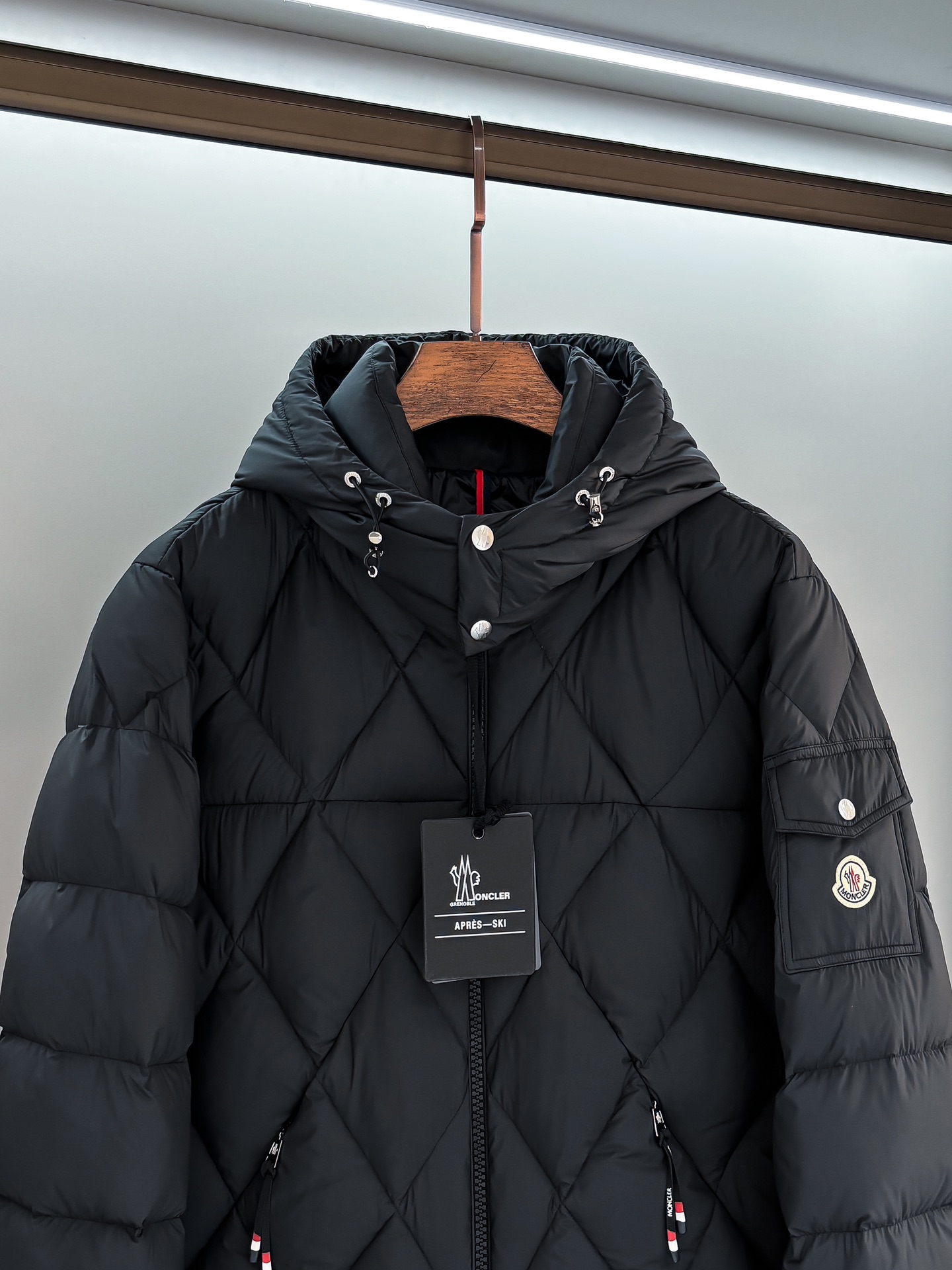 Moncler Down Vest Goose Down Black Hooded M