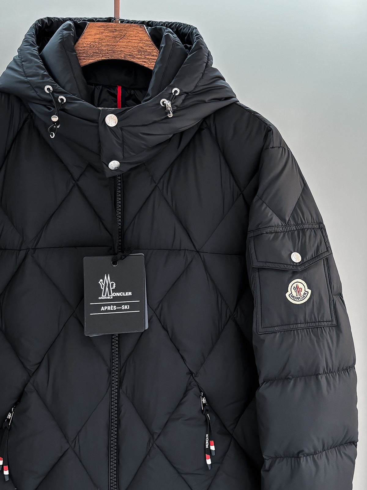 Moncler Down Vest Goose Down Black Hooded M