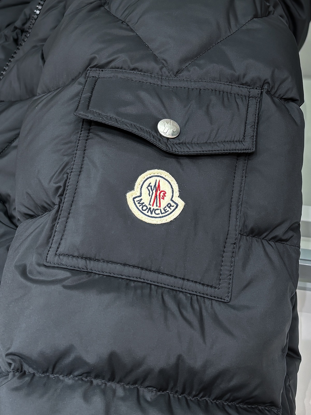 Moncler Down Vest Goose Down Black Hooded M