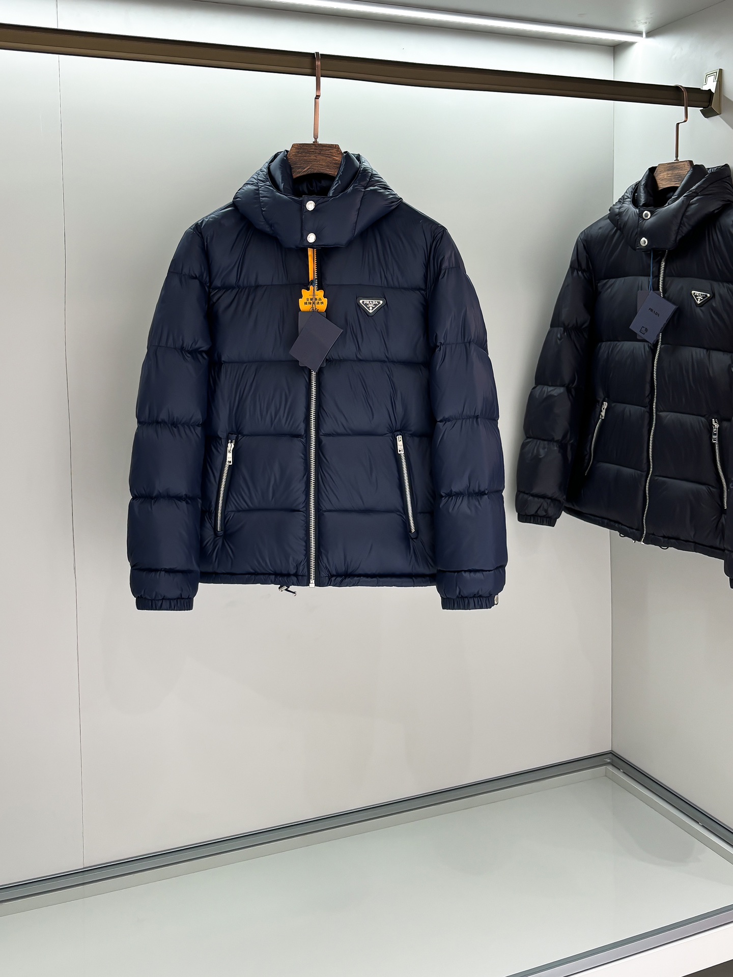 Prada Male Down Jacket Goose Down Black Hooded S-m-l-xl-xxl