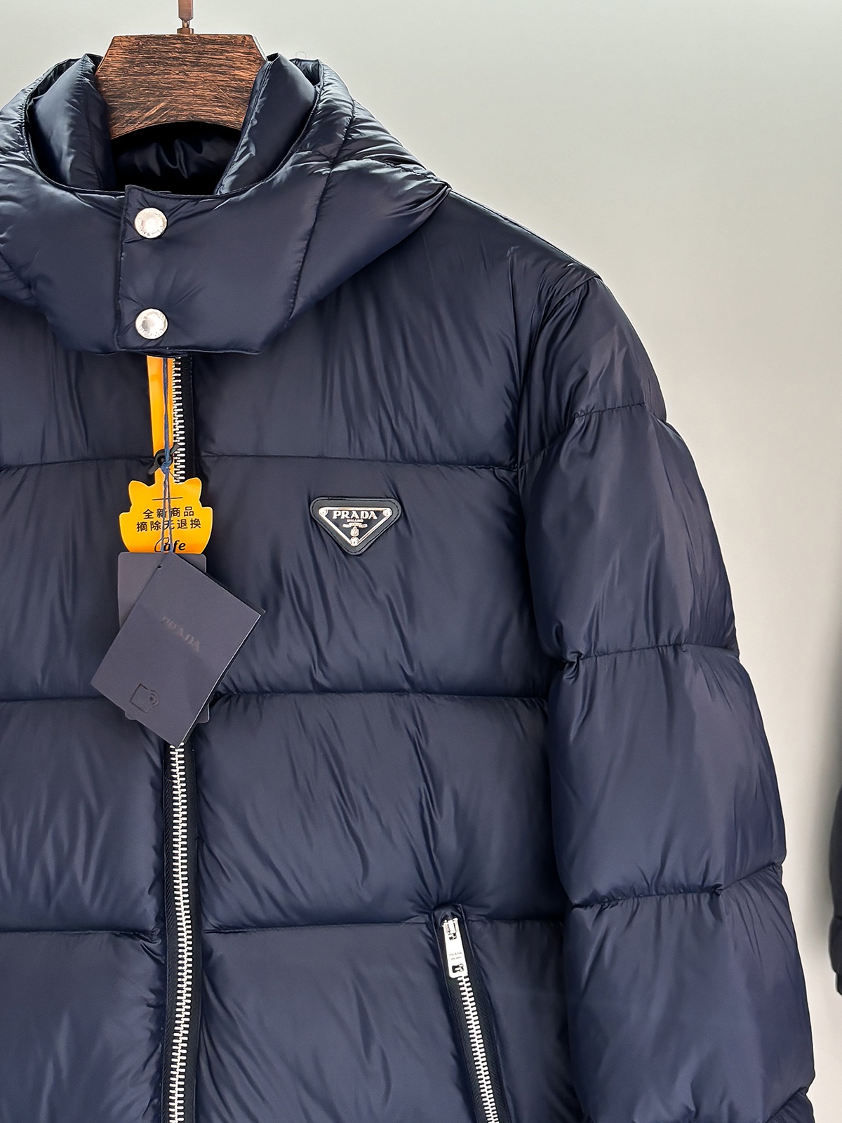 Prada Male Down Jacket Goose Down Black Hooded S-m-l-xl-xxl