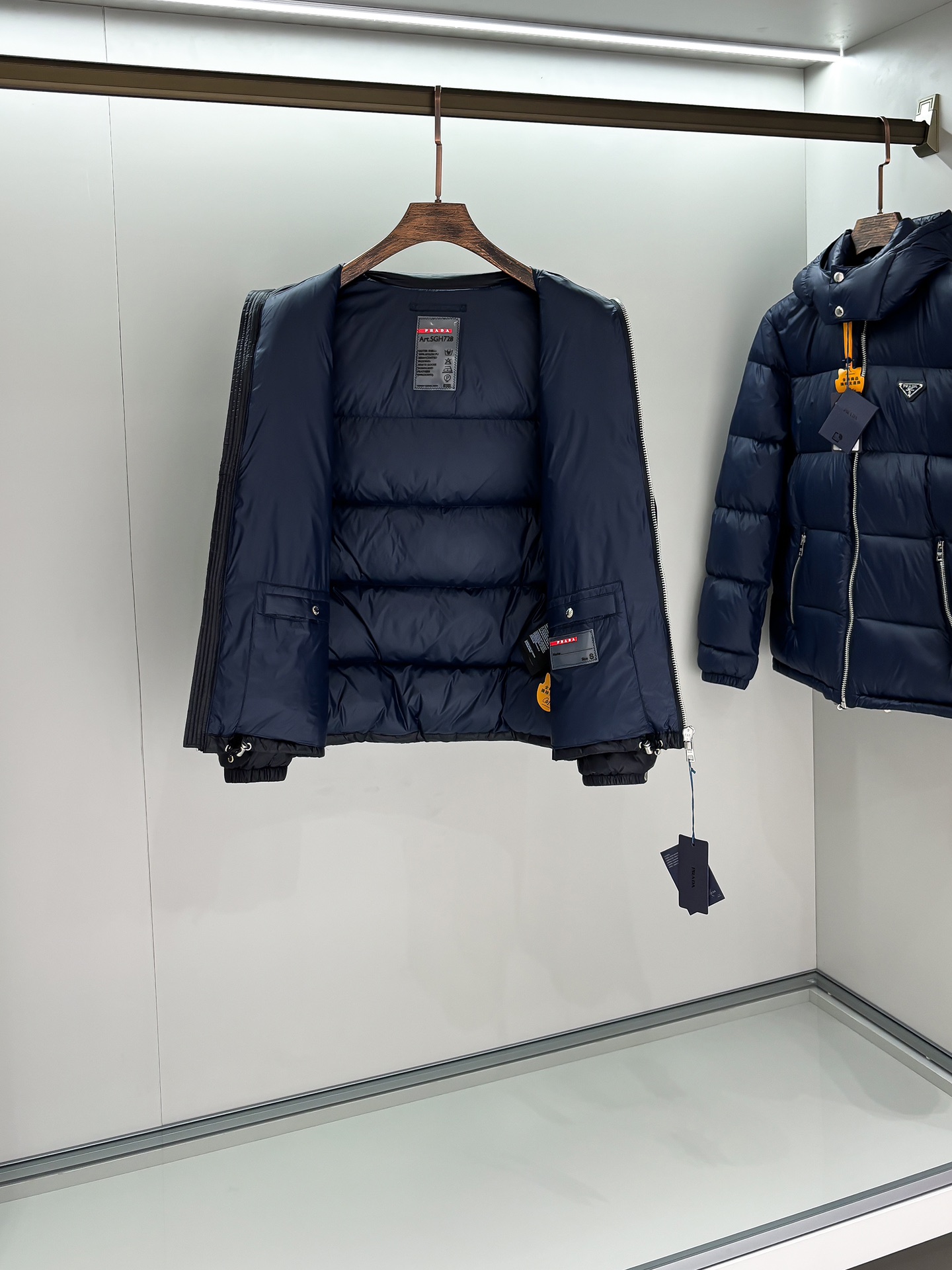 Prada Male Down Jacket Goose Down Black Hooded S-m-l-xl-xxl