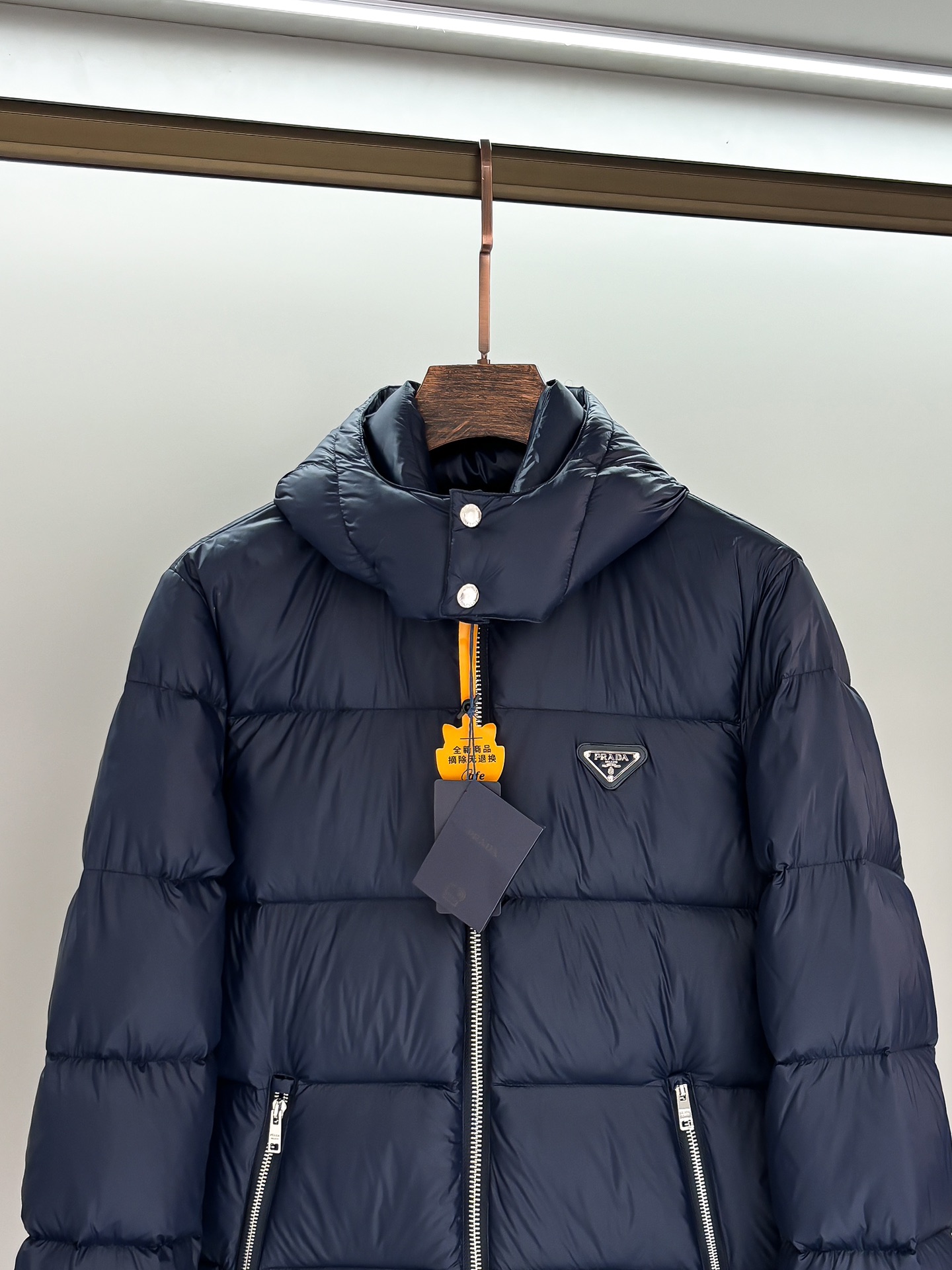 Prada Male Down Jacket Goose Down Black Hooded S-m-l-xl-xxl