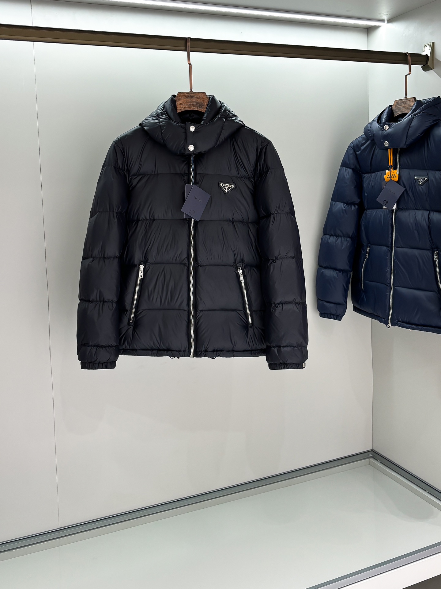 Prada Male Down Jacket Goose Down Black Hooded S-m-l-xl-xxl