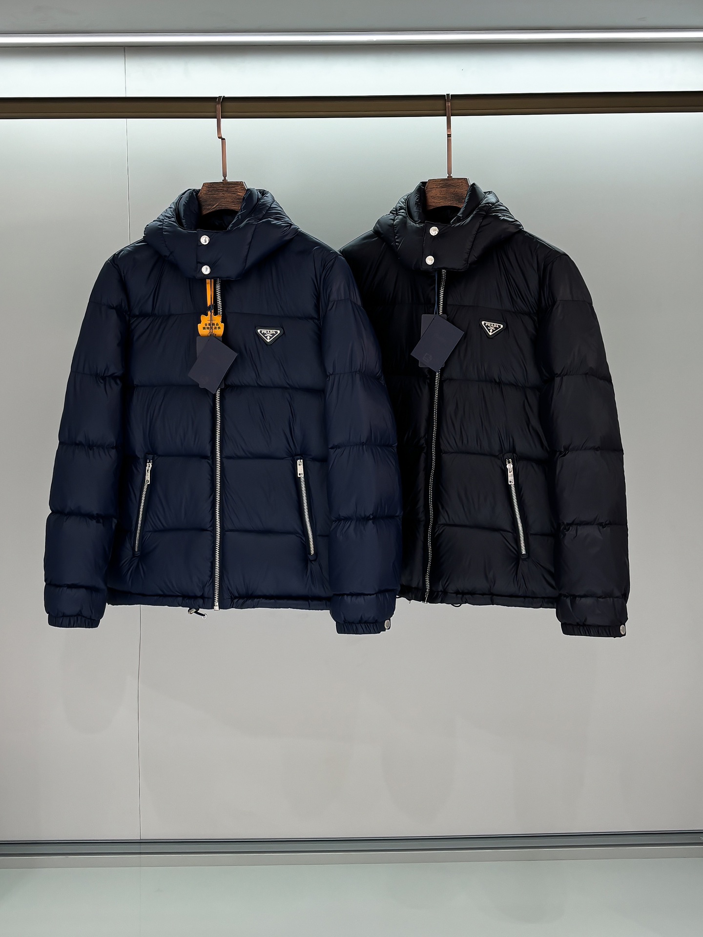 Prada Male Down Jacket Goose Down Black Hooded S-m-l-xl-xxl