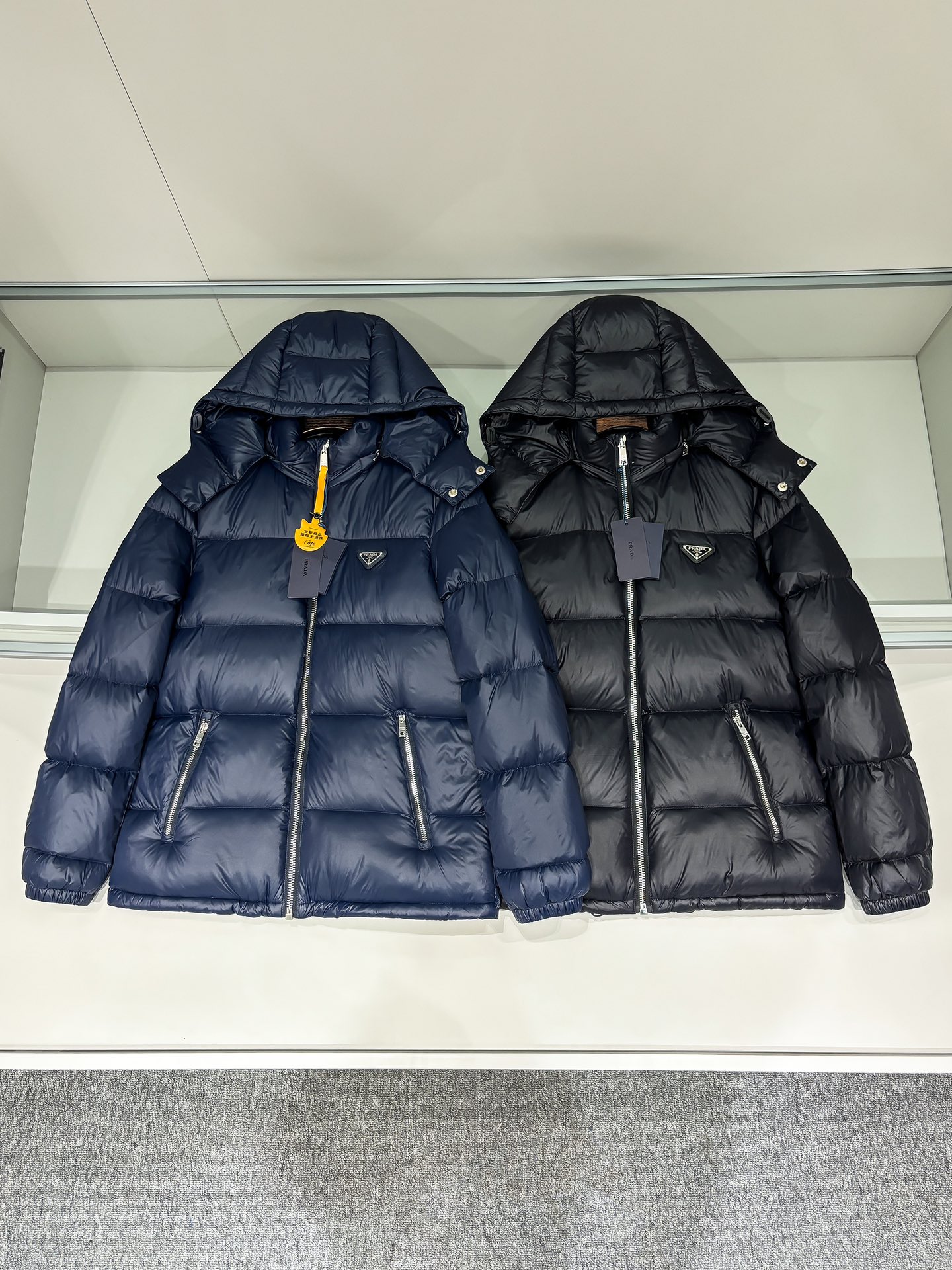 Prada Male Down Jacket Goose Down Black Hooded S-m-l-xl-xxl