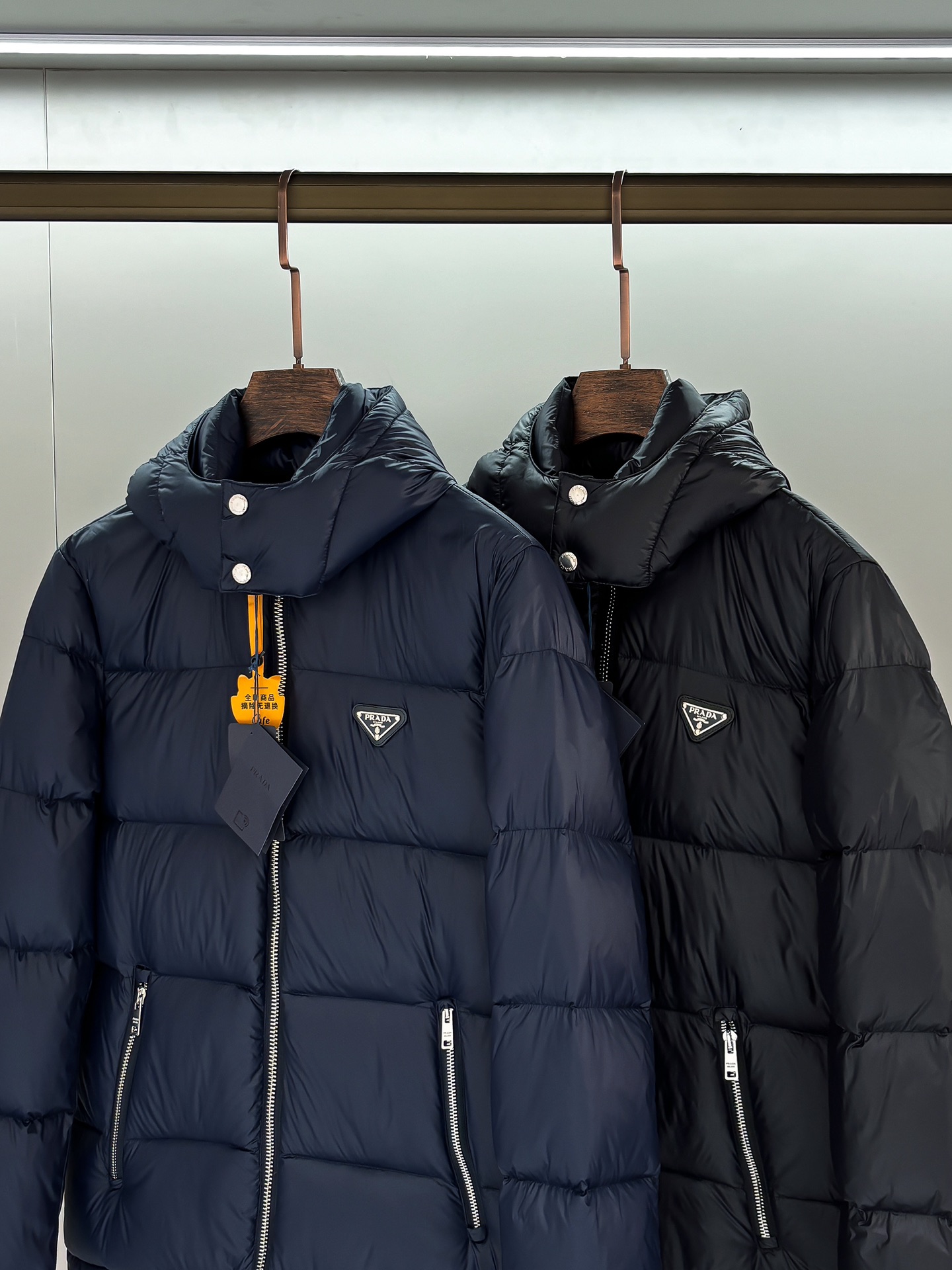 Prada Male Down Jacket Goose Down Black Hooded S-m-l-xl-xxl