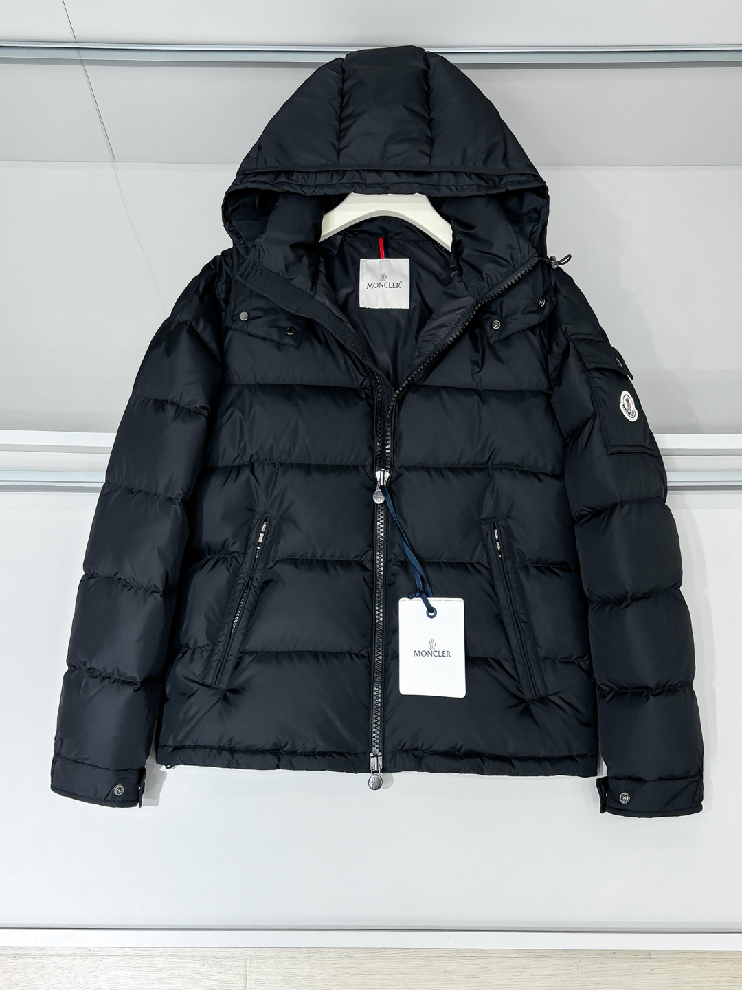 Moncler Couple Down Jacket White Duck Down Black Hooded M-l