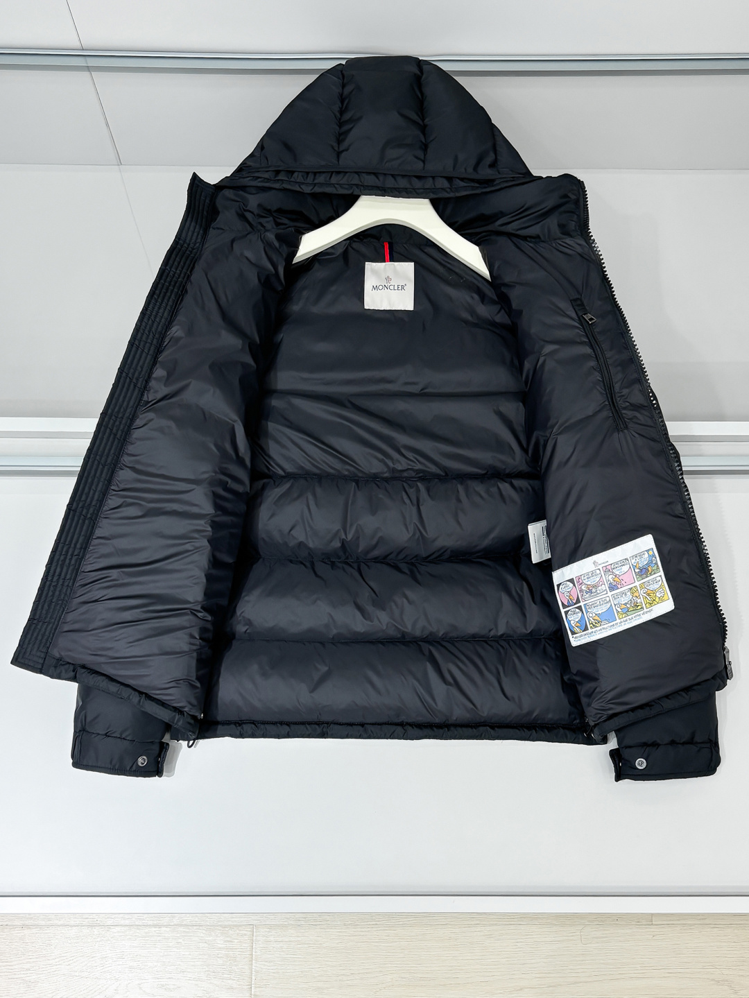 Moncler Couple Down Jacket White Duck Down Black Hooded M-l