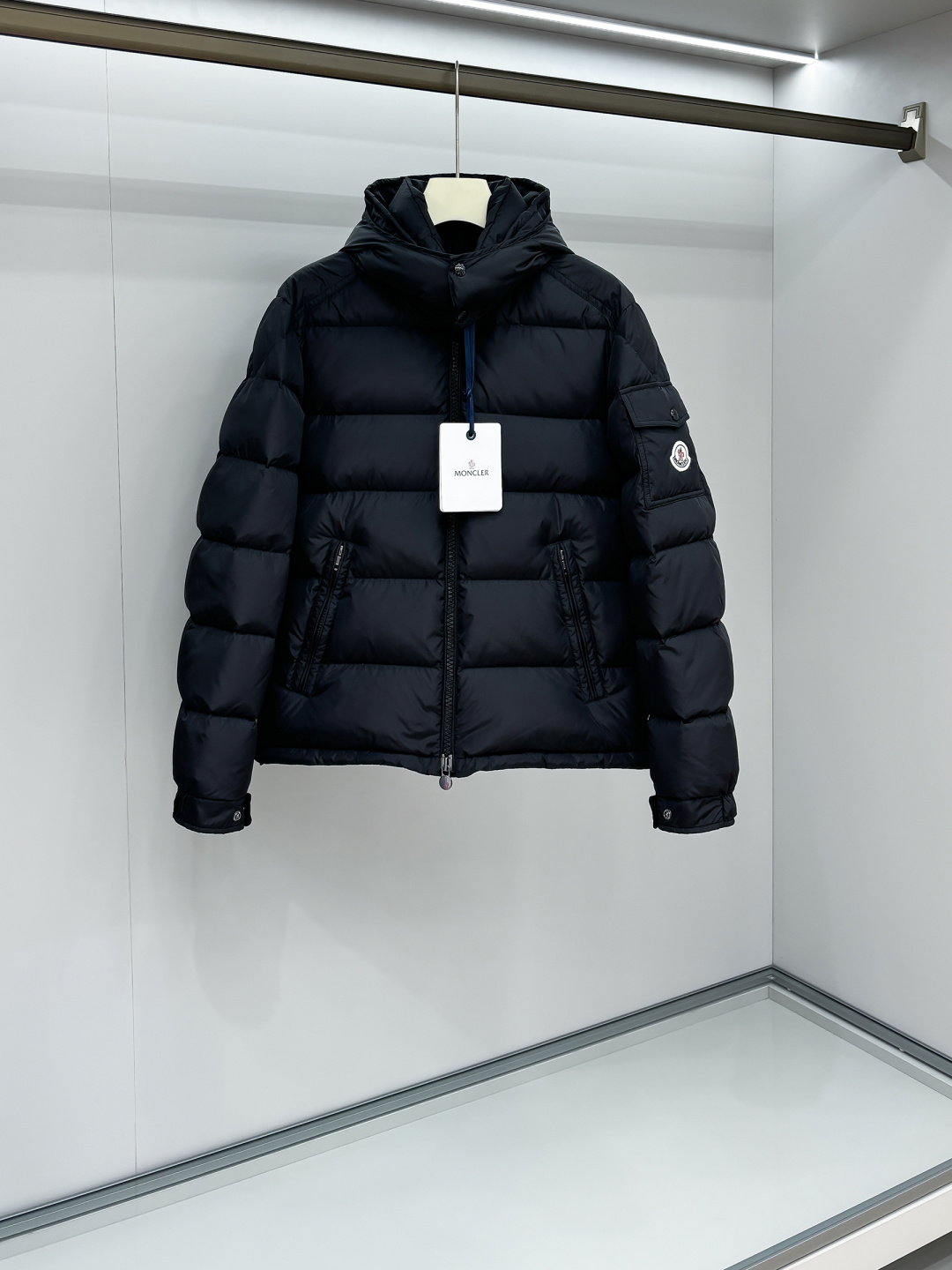 Moncler Couple Down Jacket White Duck Down Black Hooded M-l