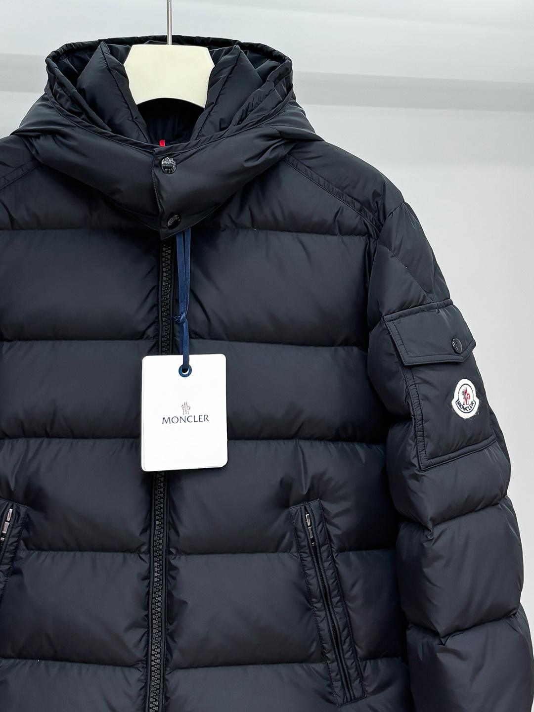 Moncler Couple Down Jacket White Duck Down Black Hooded M-l