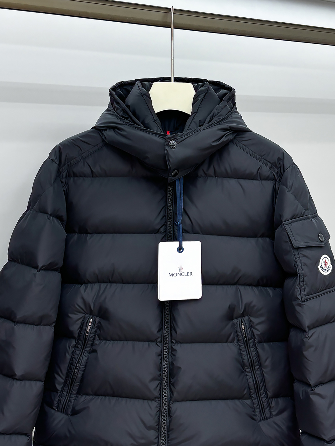 Moncler Couple Down Jacket White Duck Down Black Hooded M-l