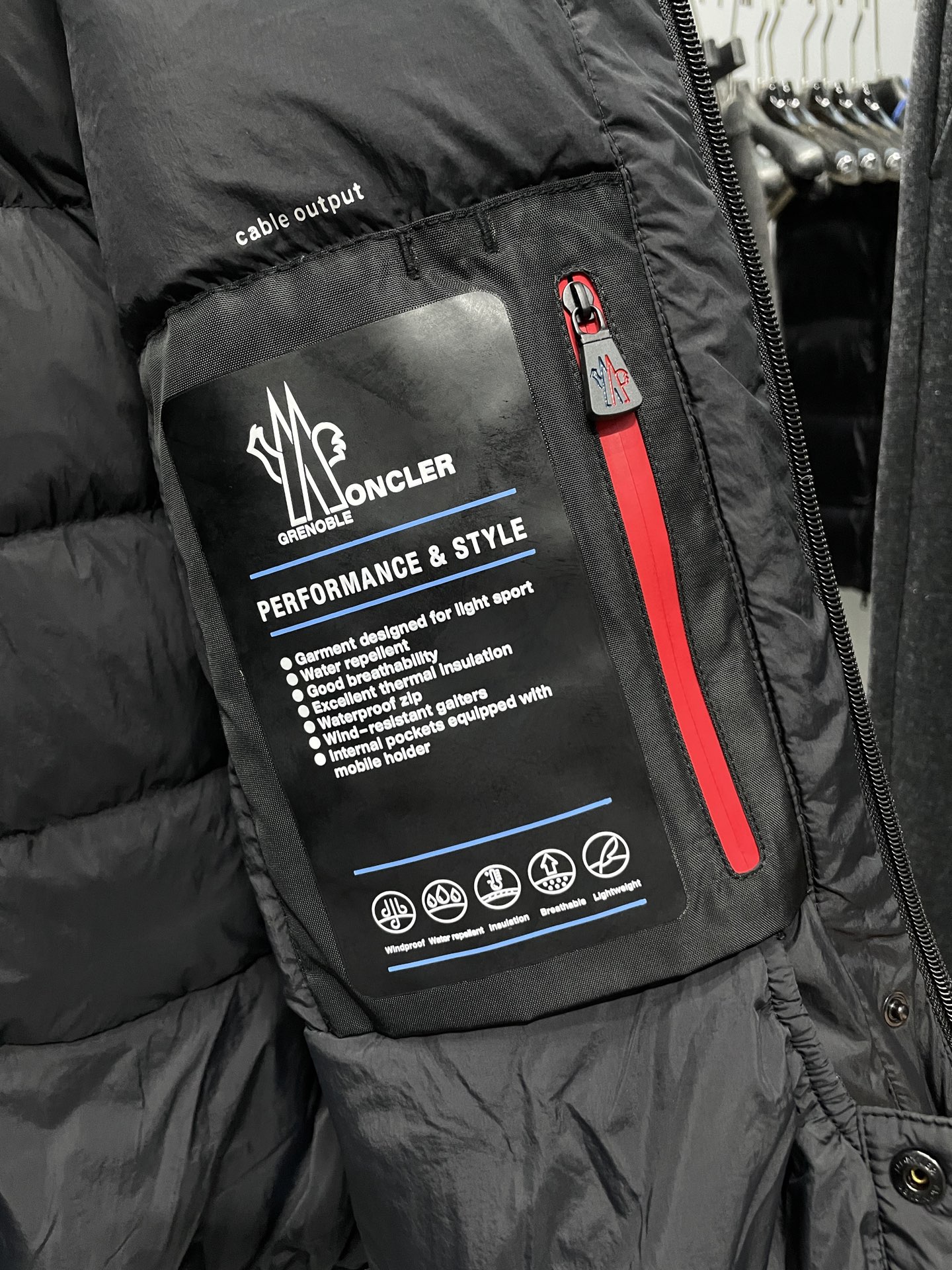 Moncler Male Down Jacket White Duck Down Black Hooded M