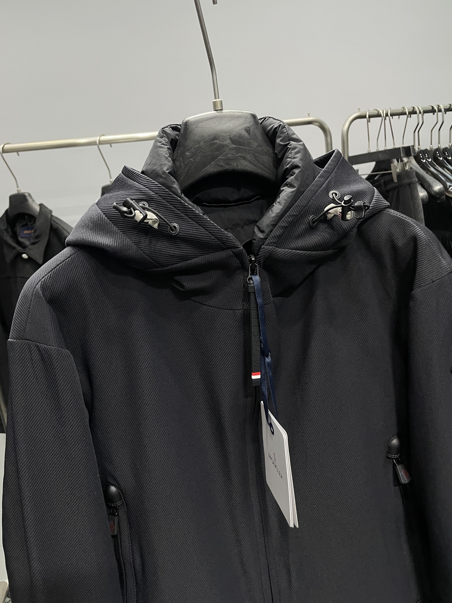 Moncler Male Down Jacket White Duck Down Black Hooded M