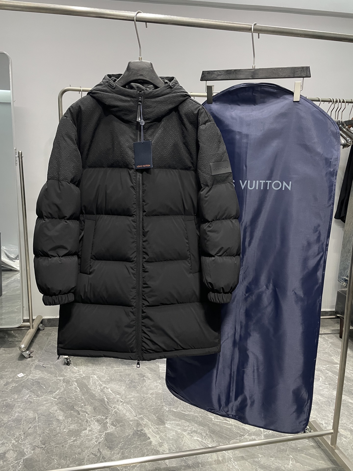 Louis Vuitton Down Jacket Black Printed M-54-48-50-52