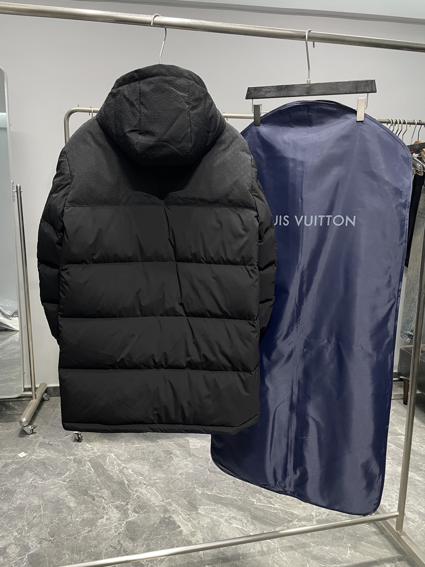 Louis Vuitton Down Jacket Black Printed M-54-48-50-52
