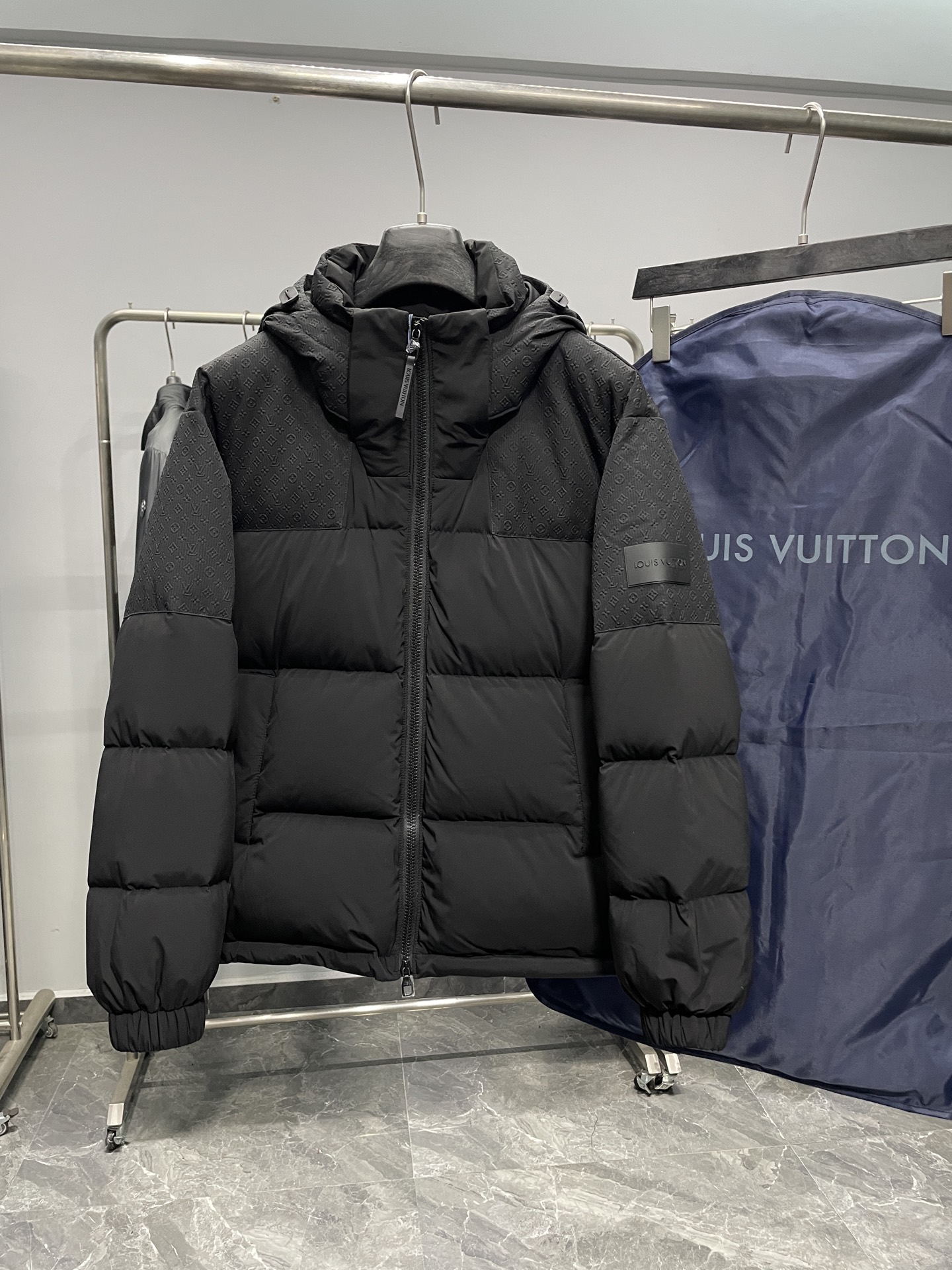 Louis Vuitton Male Down Jacket Goose Down Black Hooded M-l-54-48-50-52